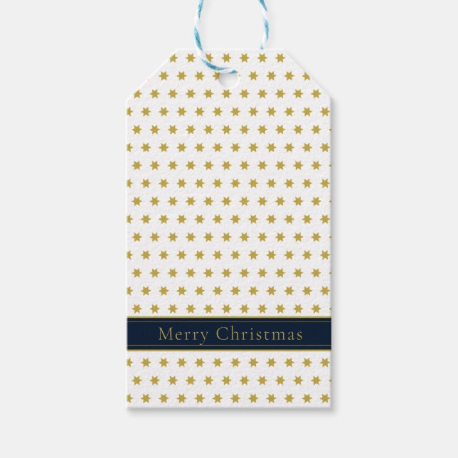 Elegant Christmas stars white Gift Tags (Front)
