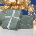 Elegant Christmas String Lights Gold/Teal  Wrapping Paper<br><div class="desc">The design features elegant gold string Christmas holiday lights against a teal green background.  Happy Holidays!</div>