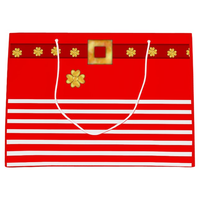 Elegant Christmas striped gift bag (Front)