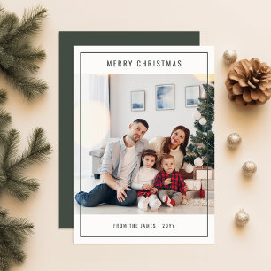 Elegant Christmas Stylish Minimalist Family Photo Holiday Card