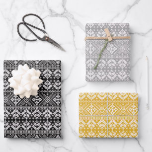 Elegant Christmas Sweater Fair Isle Pattern Wrapping Paper Sheet