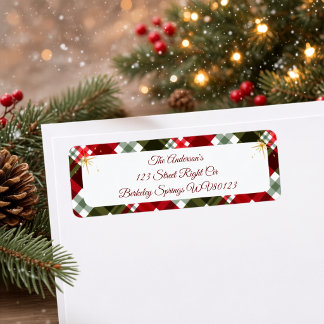 Elegant Christmas Tartan Plaid Return Address Label