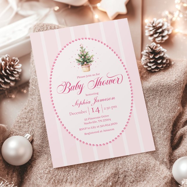 Elegant Christmas Tree Baby Shower Invitation (Creator Uploaded)