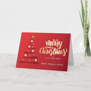 Elegant Christmas Tree Balls Red Christma Holiday Card