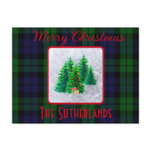 Elegant Christmas Tree Black Watch Tartan Holiday 