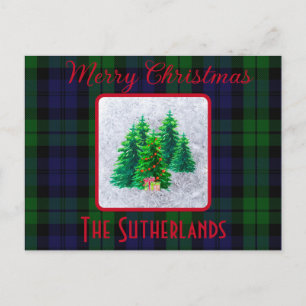 Elegant Christmas Tree Black Watch Tartan Holiday Postcard