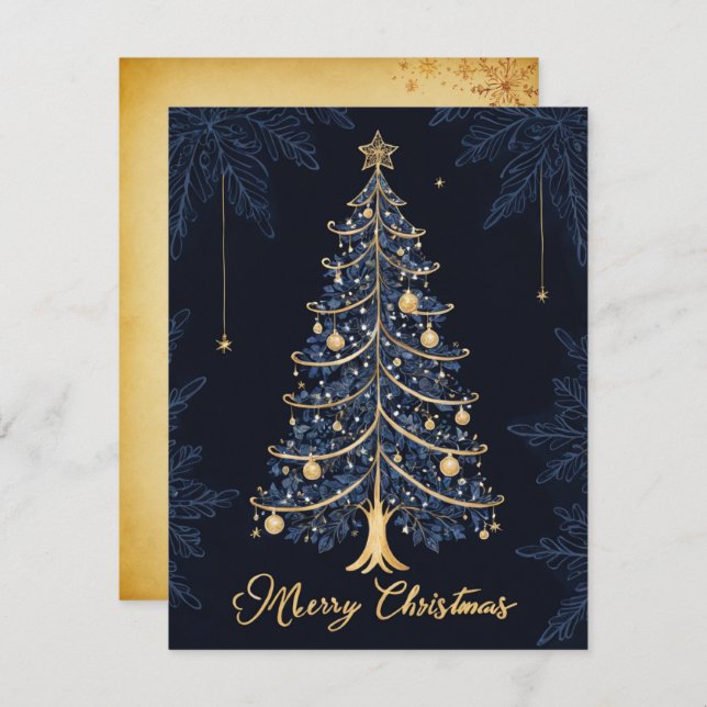 Elegant Christmas Tree Candle and Gift Card (Front/Back)