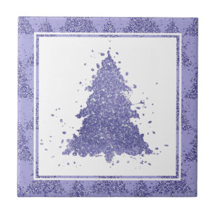 Elegant Christmas Tree   Charming Lavender Purple Ceramic Tile