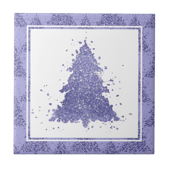Elegant Christmas Tree | Charming Lavender Purple Ceramic Tile (Front)