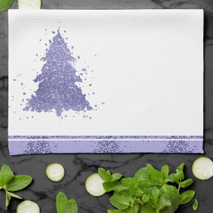 Elegant Christmas Tree Charming Lavender Purple Tea Towel