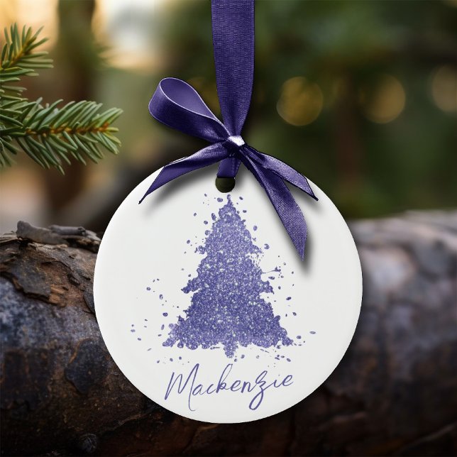 Elegant Christmas Tree | Charming Purple Custom Ceramic Ornament (Creator Uploaded)