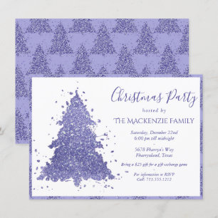 Elegant Christmas Tree Charming Purple Party Holiday Card