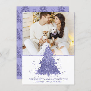 Elegant Christmas Tree Charming Purple Photo Holiday Card