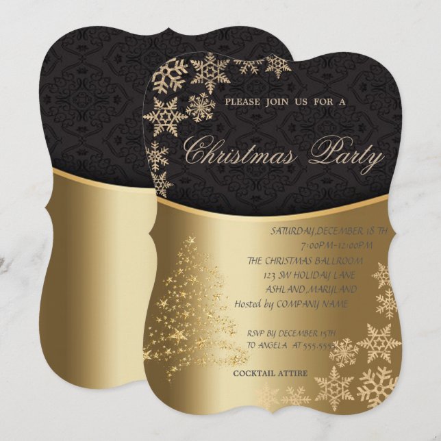 Elegant Christmas Tree,Corporate Christmas Party Invitation (Front/Back)