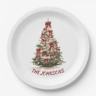 Elegant Christmas Tree Custom Name Paper Plates