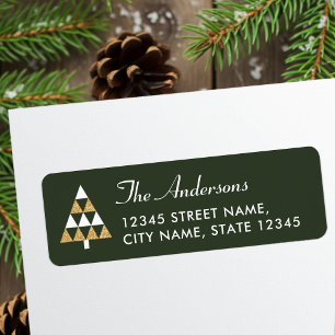 Elegant Christmas Tree Dark Green Return Address Return Address Label