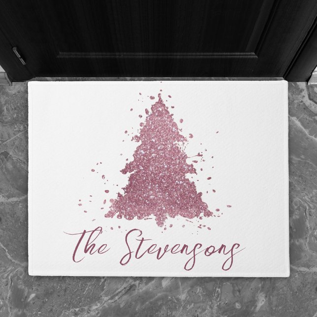 Elegant Christmas Tree | Dusty Mauve Pink Custom Doormat (Creator Uploaded)