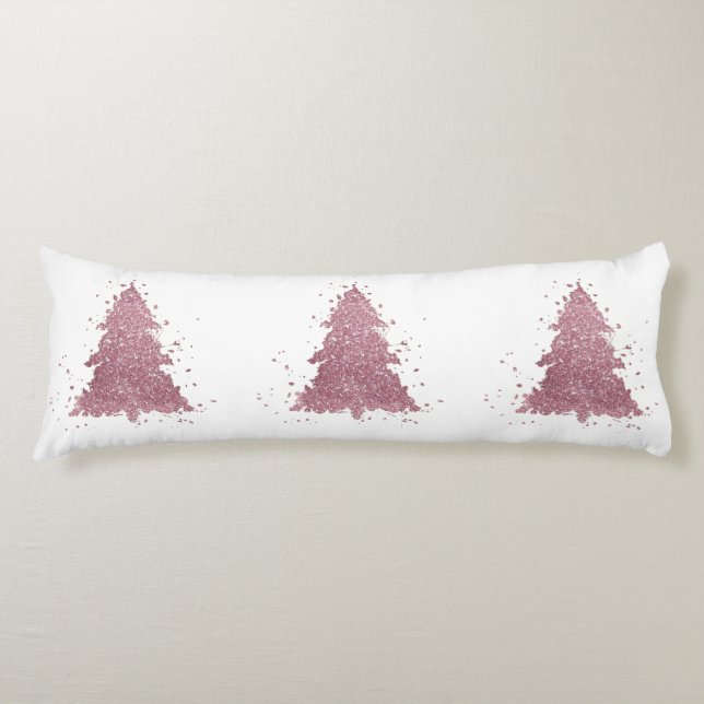Elegant Christmas Tree | Dusty Mauve Pink Splatter Body Cushion (Front)
