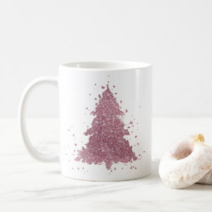 Elegant Christmas Tree Dusty Mauve Pink Splatter Coffee Mug