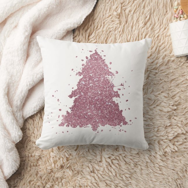 Elegant Christmas Tree | Dusty Mauve Pink Splatter Cushion (Blanket)