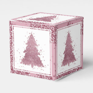 Elegant Christmas Tree Dusty Mauve Pink Splatter Favour Box