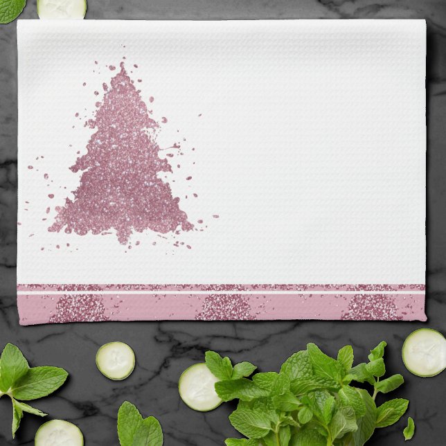 Elegant Christmas Tree | Dusty Mauve Pink Splatter Tea Towel (Creator Uploaded)