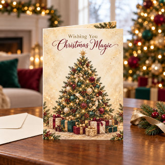 Elegant Christmas Tree Emerald Burgundy Gold Card