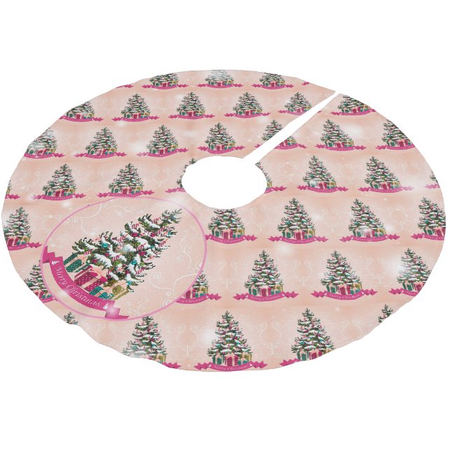 Elegant Christmas Tree Gift Brushed Polyester Tree Skirt (Angled)