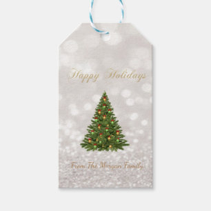 Elegant,Christmas Tree, Glitter Bokeh Gift Tags
