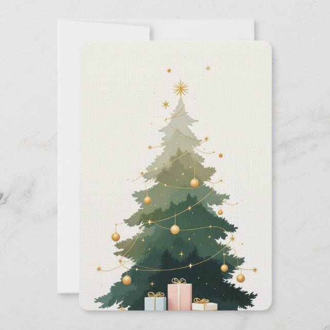 Elegant Christmas Tree Holiday Card. Invitation (Front)