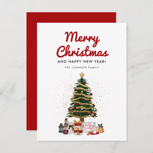 Elegant Christmas Tree Holiday Postcard (Front/Back)