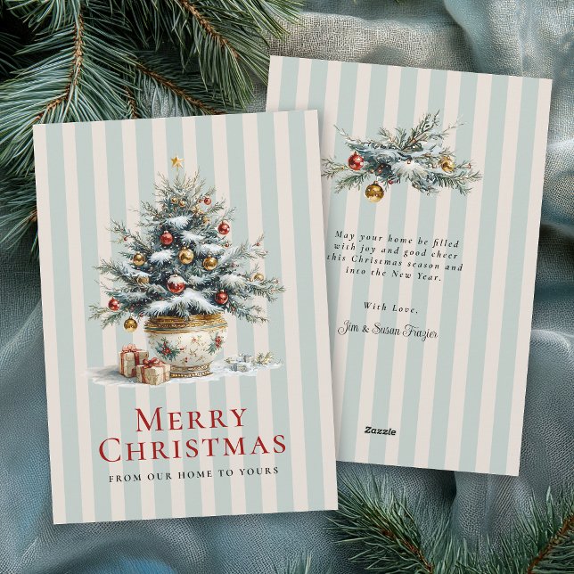Elegant Christmas Tree in Porcelain Pot Holiday Card (Available in both printed and instant download digital formats.)