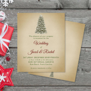 Elegant Christmas Tree Kraft Budget Wedding Invite
