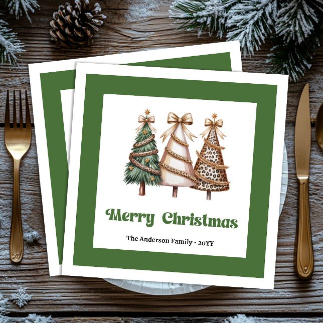 Elegant Christmas Tree Leopard Print Dinner Napkin (Elegant Christmas Tree Leopard Print Dinner Napkins!)