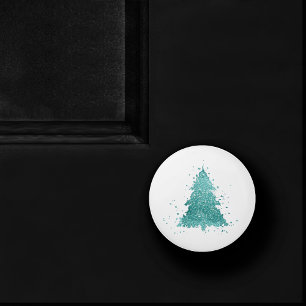 Elegant Christmas Tree   Luxe Aqua Mint Splatter Ceramic Knob