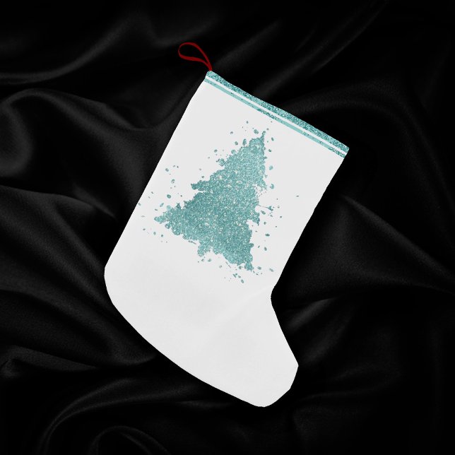Elegant Christmas Tree | Luxe Aqua Mint Splatter Small Christmas Stocking (Creator Uploaded)