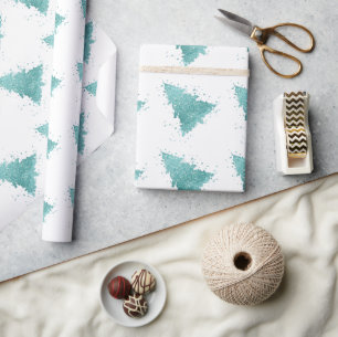 Elegant Christmas Tree   Luxe Aqua Mint Splatter Wrapping Paper