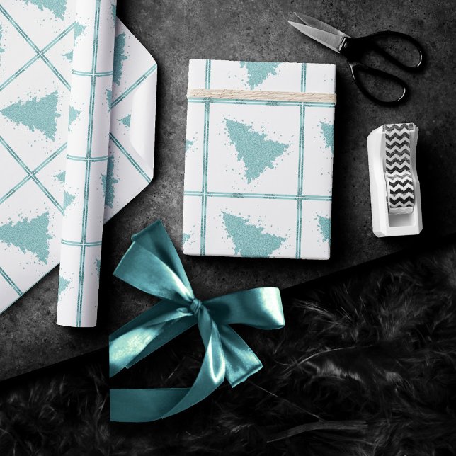 Elegant Christmas Tree | Luxe Aqua Mint Splatter Wrapping Paper (Creator Uploaded)