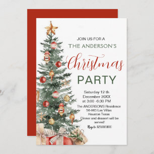 Elegant Christmas Tree Modern Party  Invitation