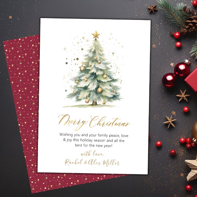 Elegant Christmas Tree One Photo Christmas Cards (Creator Uploaded)