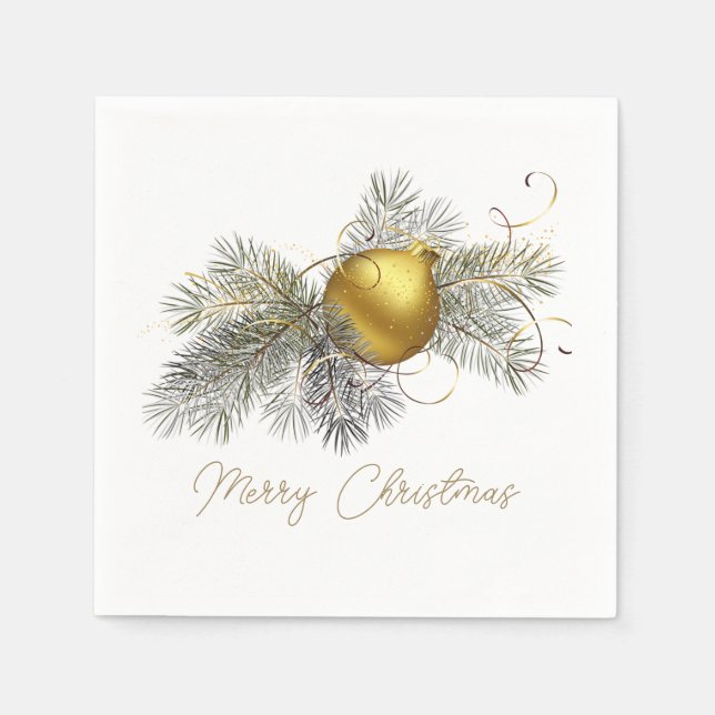 Elegant Christmas Tree Ornament Party Napkin (Front)