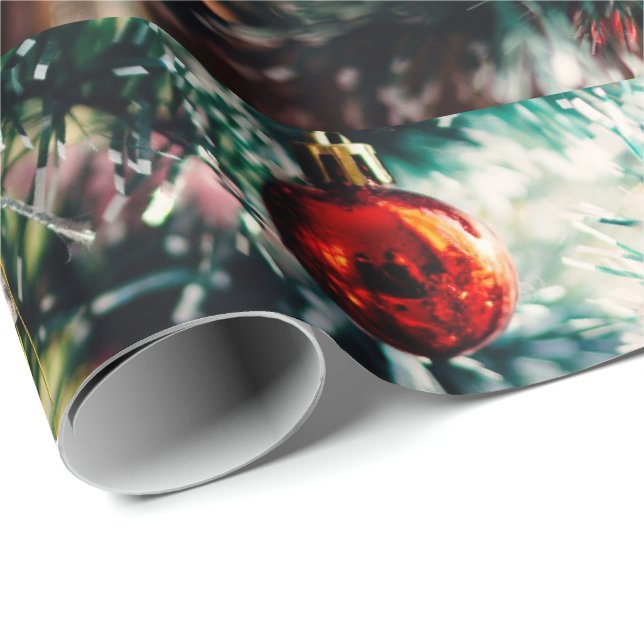 Elegant Christmas Tree Ornaments Wrapping Paper (Roll Corner)