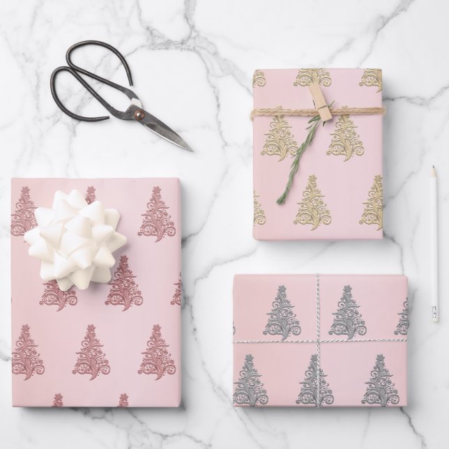 Elegant Christmas tree pattern    Wrapping Paper Sheet (Front)