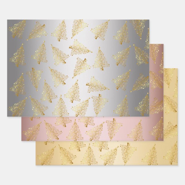 Elegant Christmas tree pattern   Wrapping Paper Sheet (Set)