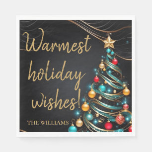 elegant christmas tree personalised napkin