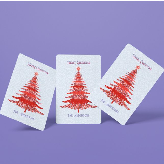 Elegant Christmas Tree Personalised Red Blue Playing Cards (Creator Uploaded)