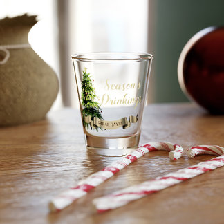 Elegant Christmas Tree Personalised Shot Glass