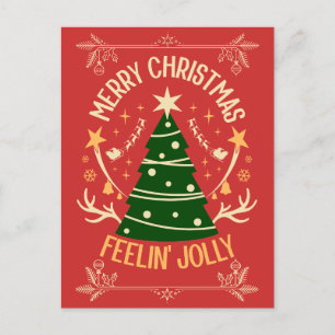 Elegant Christmas Tree Postcard: Red & Radiant  Postcard