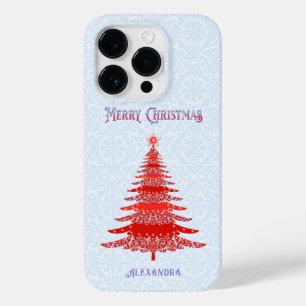Elegant Christmas Tree Red Blue Personalised Case-Mate iPhone 14 Pro Case