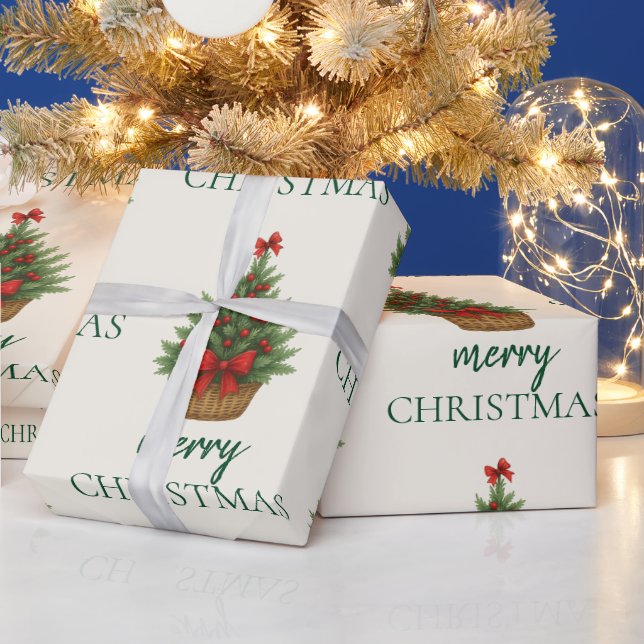 Elegant Christmas Tree – Red Ribbon  Wrapping Paper (Holidays)